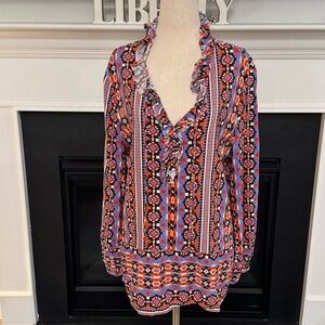 Tyler Boe Boho Geometric Print Tunic Top | Rayon Aztec Blouse